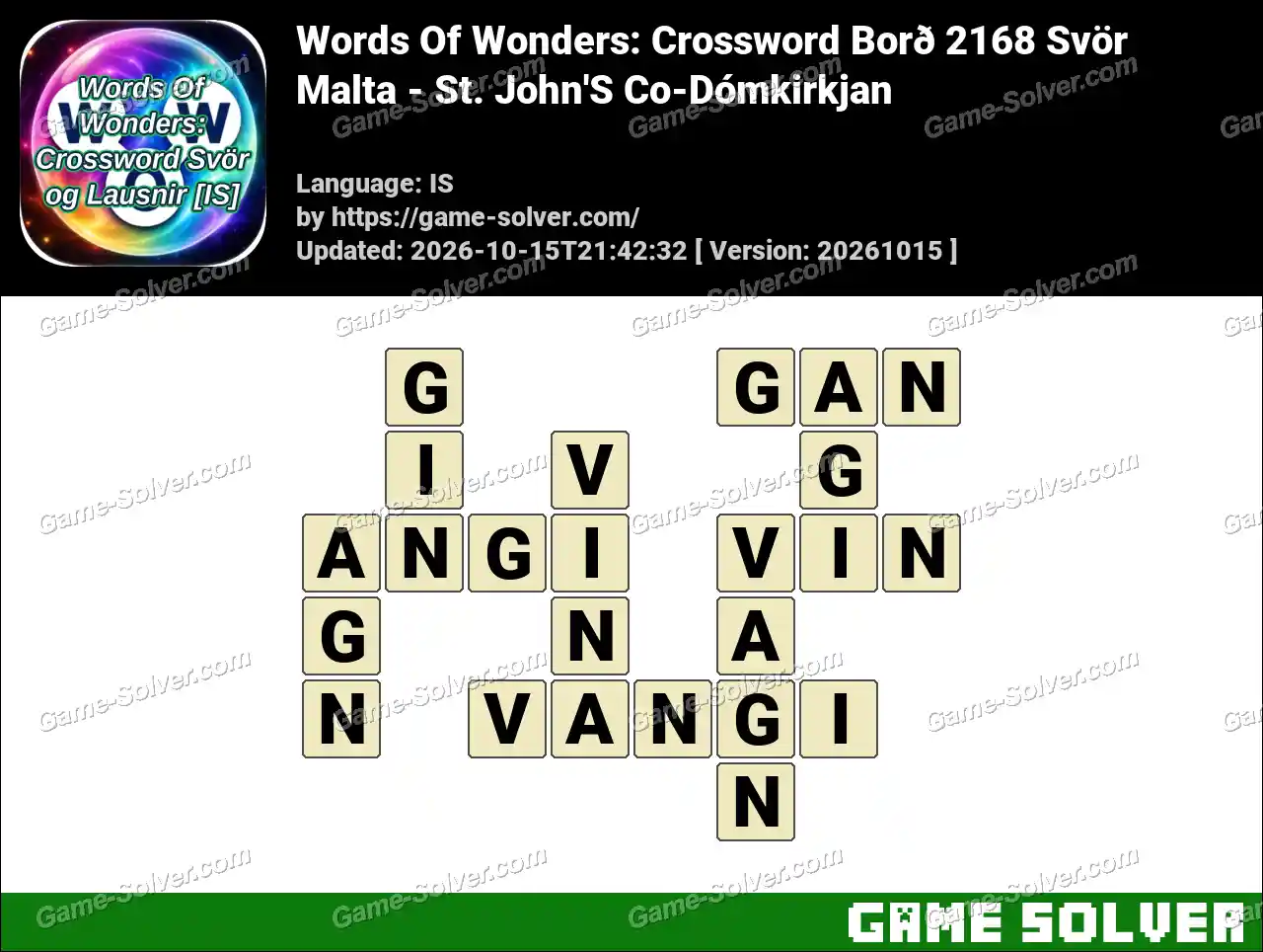Words Of Wonders: Crossword Borð 2168 Svör – Malta – St. John’S Co-Dómkirkjan